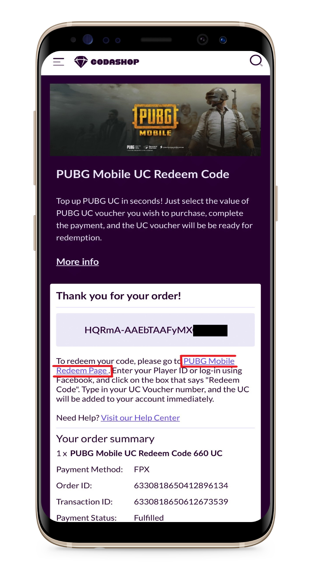 Código de resgate do PUBG Mobile